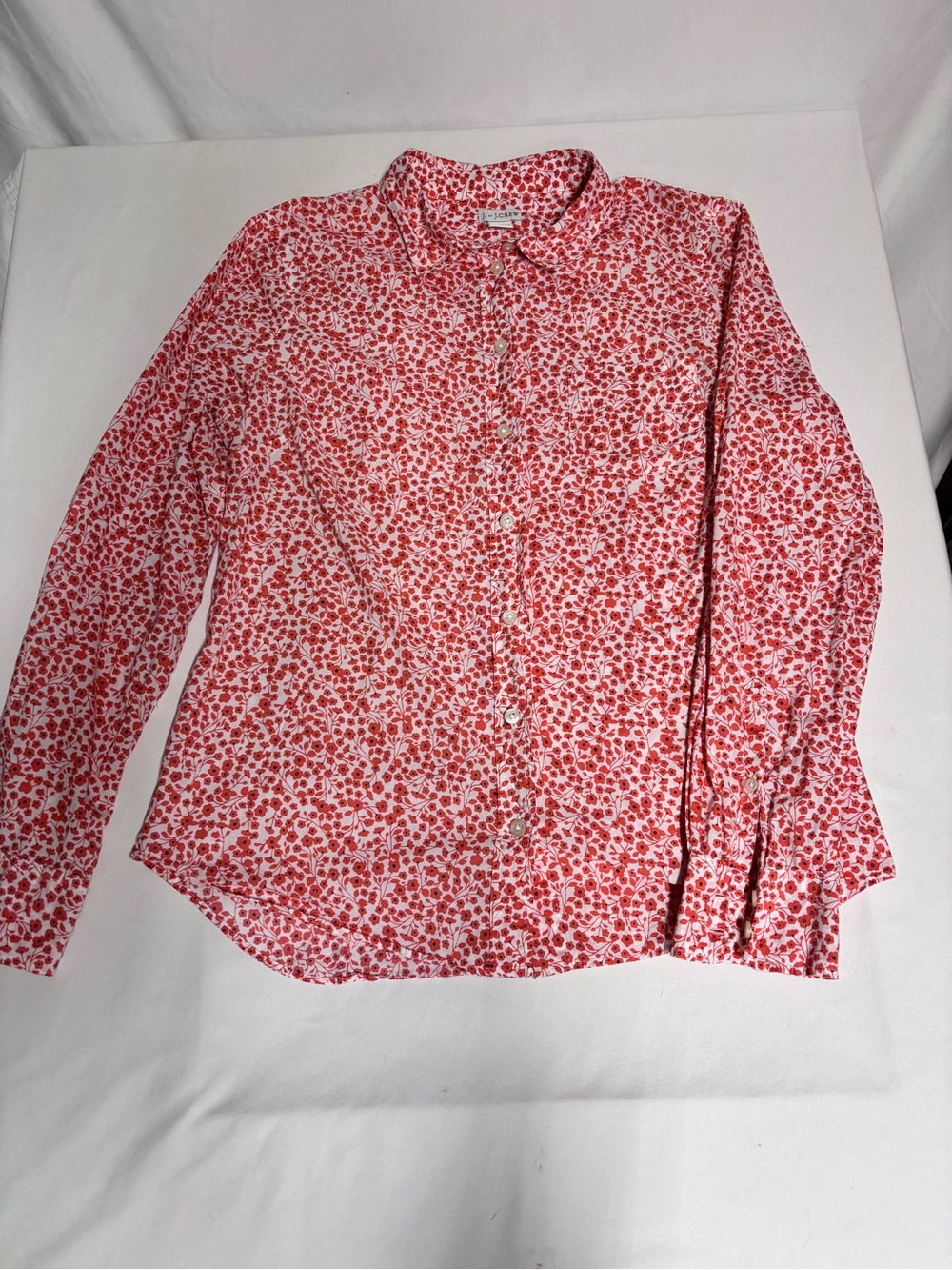 J. by J.Crew Women’s Medium 100% Cotton Floral Button Down Shirt Red White